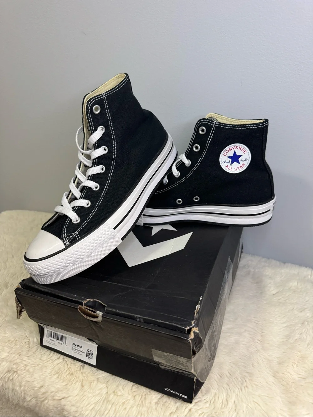 Converse CTAS EVA Lift Hi Black/White High Top Lace Up Sneakers 272855F
